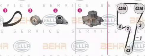 BEHR HELLA Service 8MP 376 810-831 - Pompa acqua + Kit cinghie dentate www.autoricambit.com