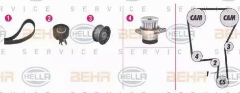 BEHR HELLA Service 8MP 376 813-891 - Pompa acqua + Kit cinghie dentate www.autoricambit.com