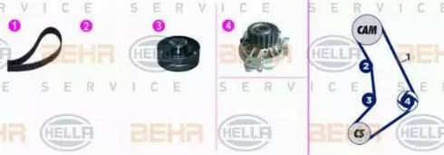 BEHR HELLA Service 8MP 376 817-881 - Pompa acqua + Kit cinghie dentate www.autoricambit.com