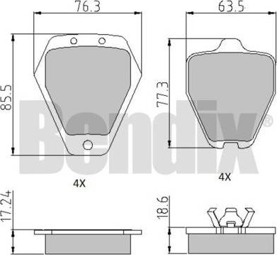 BENDIX 510726 - Kit pastiglie freno, Freno a disco www.autoricambit.com