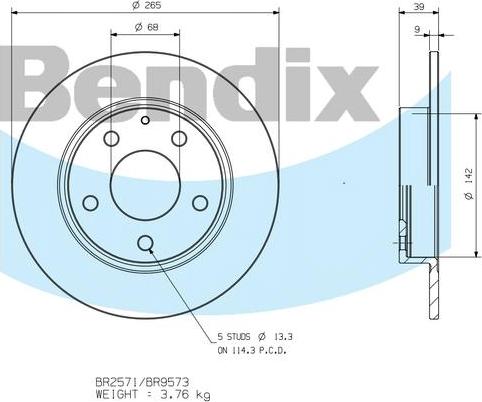 BENDIX BR9573 - Discofreno www.autoricambit.com