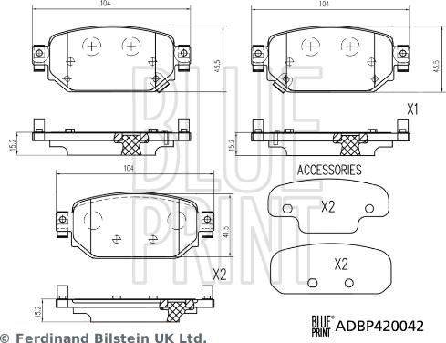 Blue Print ADBP420042 - Kit pastiglie freno, Freno a disco www.autoricambit.com