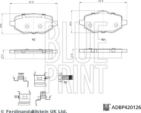 Blue Print ADBP420126 - Kit pastiglie freno, Freno a disco www.autoricambit.com