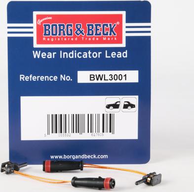 Borg & Beck BWL3001 - Contatto segnalazione, Usura past. freno/mat. d'attrito www.autoricambit.com