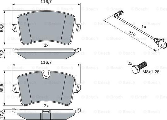 BOSCH 0 986 494 488 - Kit pastiglie freno, Freno a disco www.autoricambit.com