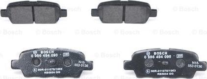 BOSCH 0 986 494 090 - Kit pastiglie freno, Freno a disco www.autoricambit.com