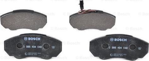 BOSCH 0 986 494 048 - Kit pastiglie freno, Freno a disco www.autoricambit.com