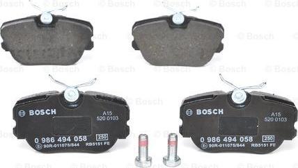 BOSCH 0 986 494 058 - Kit pastiglie freno, Freno a disco www.autoricambit.com