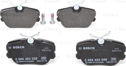 BOSCH 0 986 494 058 - Kit pastiglie freno, Freno a disco www.autoricambit.com