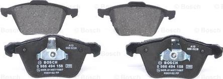 BOSCH 0 986 494 158 - Kit pastiglie freno, Freno a disco www.autoricambit.com