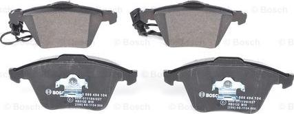 BOSCH 0 986 494 104 - Kit pastiglie freno, Freno a disco www.autoricambit.com