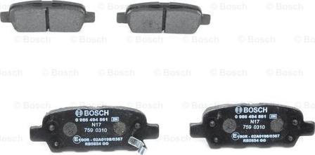 BOSCH 0 986 494 861 - Kit pastiglie freno, Freno a disco www.autoricambit.com