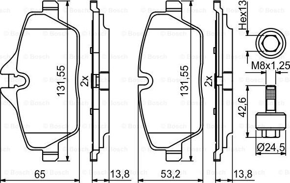 BOSCH 0 986 494 813 - Kit pastiglie freno, Freno a disco www.autoricambit.com