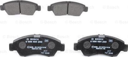 BOSCH 0 986 494 299 - Kit pastiglie freno, Freno a disco www.autoricambit.com