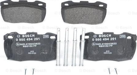 BOSCH 0 986 494 291 - Kit pastiglie freno, Freno a disco www.autoricambit.com