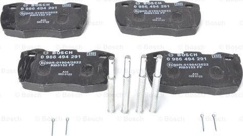 BOSCH 0 986 494 291 - Kit pastiglie freno, Freno a disco www.autoricambit.com