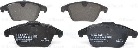 BOSCH 0 986 494 246 - Kit pastiglie freno, Freno a disco www.autoricambit.com