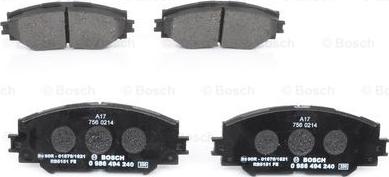 BOSCH 0 986 494 240 - Kit pastiglie freno, Freno a disco www.autoricambit.com