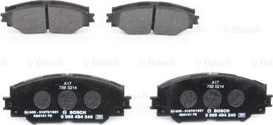 BOSCH 0 986 494 240 - Kit pastiglie freno, Freno a disco www.autoricambit.com