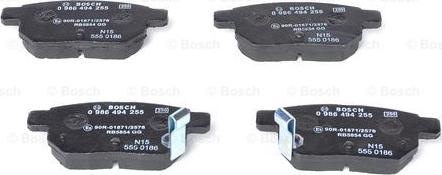 BOSCH 0 986 494 255 - Kit pastiglie freno, Freno a disco www.autoricambit.com