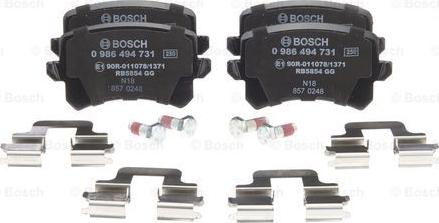 BOSCH 0 986 494 731 - Kit pastiglie freno, Freno a disco www.autoricambit.com