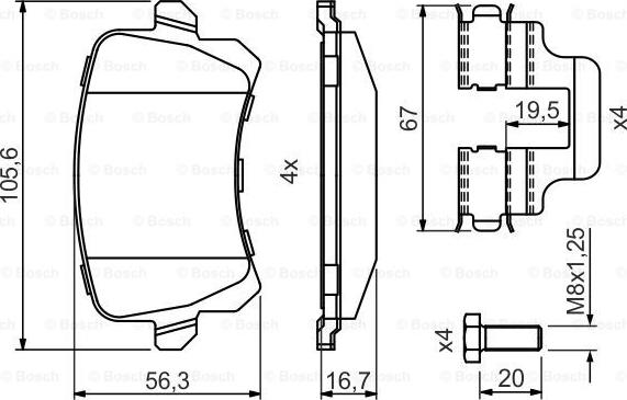 BOSCH 0 986 494 731 - Kit pastiglie freno, Freno a disco www.autoricambit.com