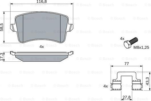 BOSCH 0 986 494 733 - Kit pastiglie freno, Freno a disco www.autoricambit.com