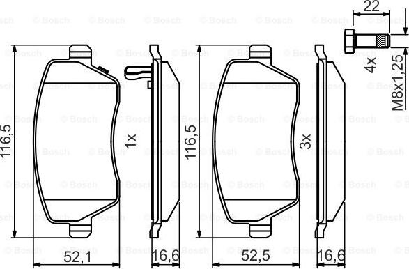 BOSCH 0986495485 - Kit pastiglie freno, Freno a disco www.autoricambit.com