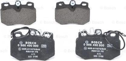 BOSCH 0 986 490 800 - Kit pastiglie freno, Freno a disco www.autoricambit.com