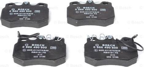 BOSCH 0 986 490 800 - Kit pastiglie freno, Freno a disco www.autoricambit.com