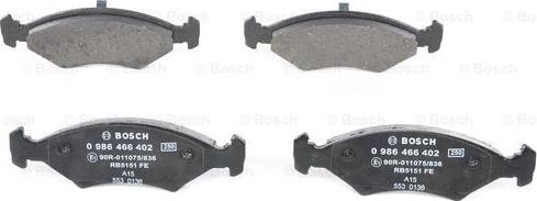 BOSCH 0 986 466 402 - Kit pastiglie freno, Freno a disco www.autoricambit.com