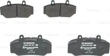 BOSCH 0 986 460 961 - Kit pastiglie freno, Freno a disco www.autoricambit.com