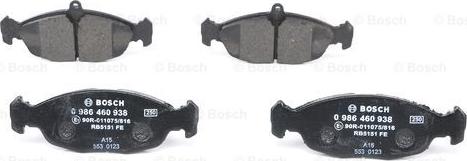 BOSCH 0 986 460 938 - Kit pastiglie freno, Freno a disco www.autoricambit.com