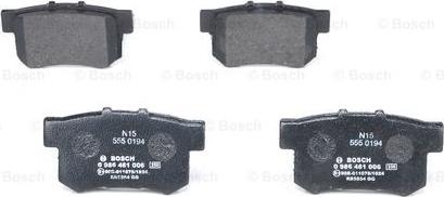 BOSCH 0 986 461 006 - Kit pastiglie freno, Freno a disco www.autoricambit.com