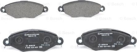 BOSCH 0 986 424 453 - Kit pastiglie freno, Freno a disco www.autoricambit.com