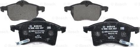 BOSCH 0 986 424 457 - Kit pastiglie freno, Freno a disco www.autoricambit.com