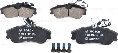 BOSCH 0 986 424 414 - Kit pastiglie freno, Freno a disco www.autoricambit.com