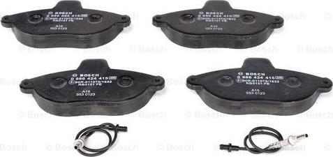 BOSCH 0 986 424 415 - Kit pastiglie freno, Freno a disco www.autoricambit.com