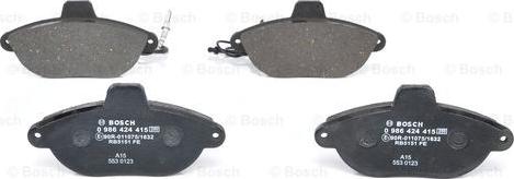 BOSCH 0 986 424 415 - Kit pastiglie freno, Freno a disco www.autoricambit.com