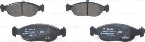 BOSCH 0 986 424 410 - Kit pastiglie freno, Freno a disco www.autoricambit.com