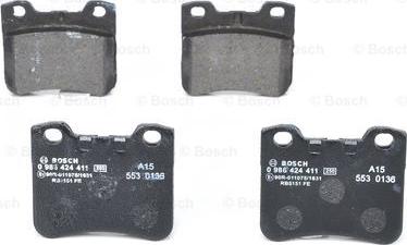 BOSCH 0 986 424 411 - Kit pastiglie freno, Freno a disco www.autoricambit.com