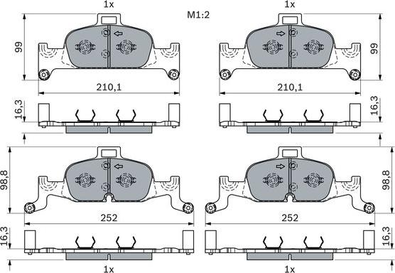 BOSCH 0 986 424 432 - Kit pastiglie freno, Freno a disco www.autoricambit.com