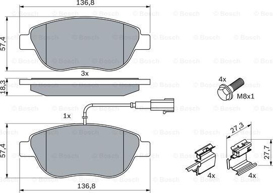 BOSCH 0 986 424 596 - Kit pastiglie freno, Freno a disco www.autoricambit.com