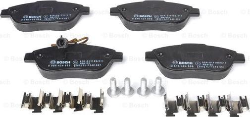 BOSCH 0 986 424 596 - Kit pastiglie freno, Freno a disco www.autoricambit.com