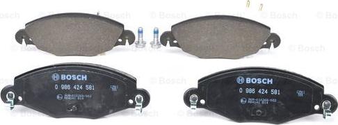 BOSCH 0 986 424 581 - Kit pastiglie freno, Freno a disco www.autoricambit.com