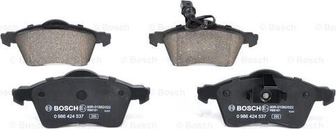 BOSCH 0 986 424 537 - Kit pastiglie freno, Freno a disco www.autoricambit.com