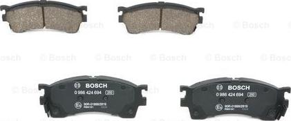 BOSCH 0 986 424 694 - Kit pastiglie freno, Freno a disco www.autoricambit.com