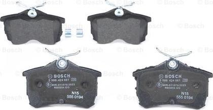 BOSCH 0 986 424 661 - Kit pastiglie freno, Freno a disco www.autoricambit.com