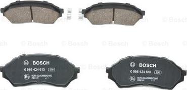 BOSCH 0 986 424 610 - Kit pastiglie freno, Freno a disco www.autoricambit.com