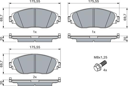 BOSCH 0 986 424 628 - Kit pastiglie freno, Freno a disco www.autoricambit.com